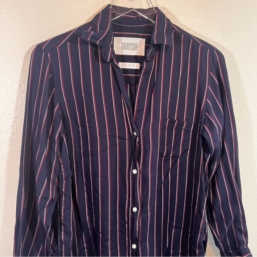 Grayson The Hero Navy Striped Button Down Shirt - image 7
